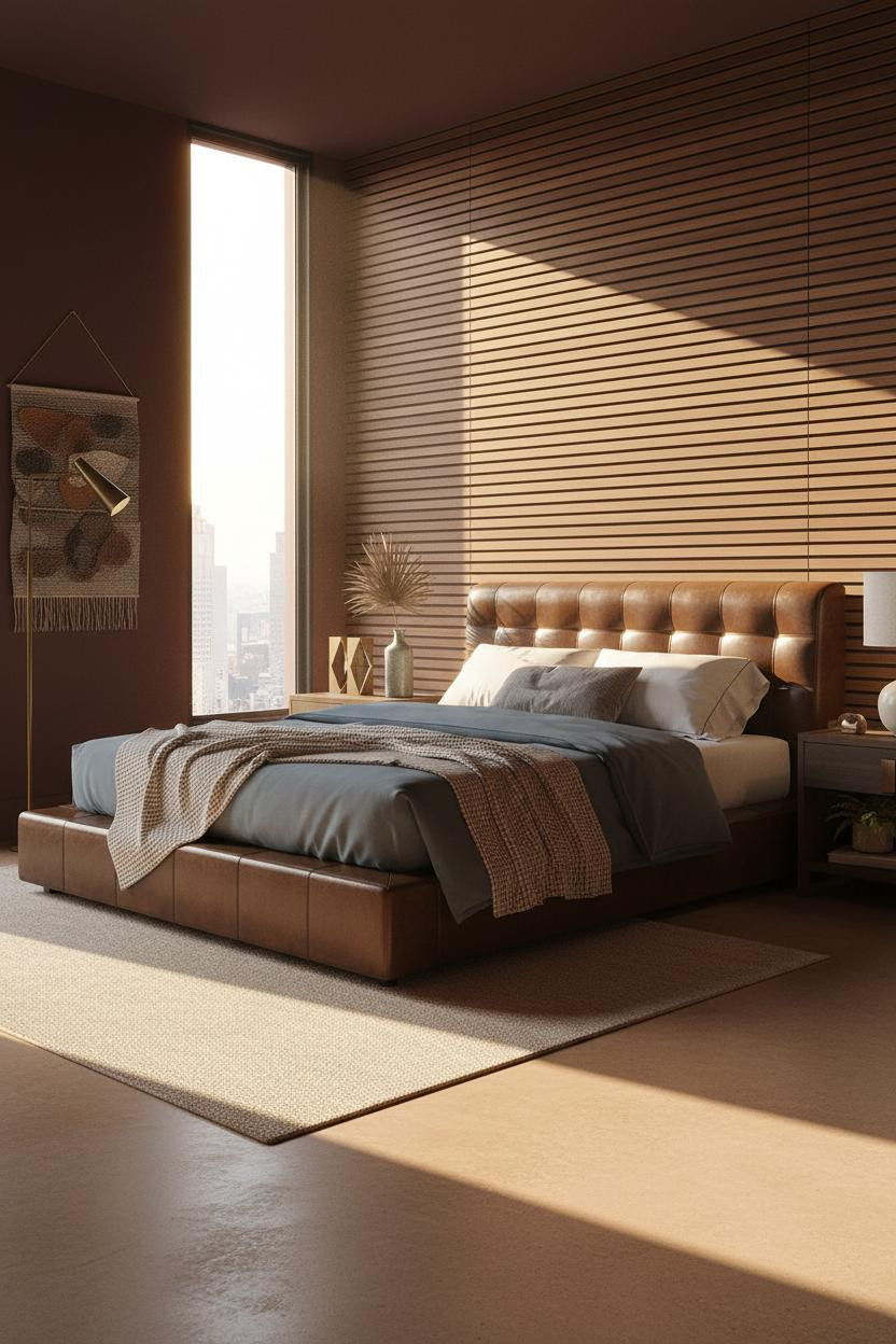 Modern Luxury Bedroom Walnut Headboard Master Suite