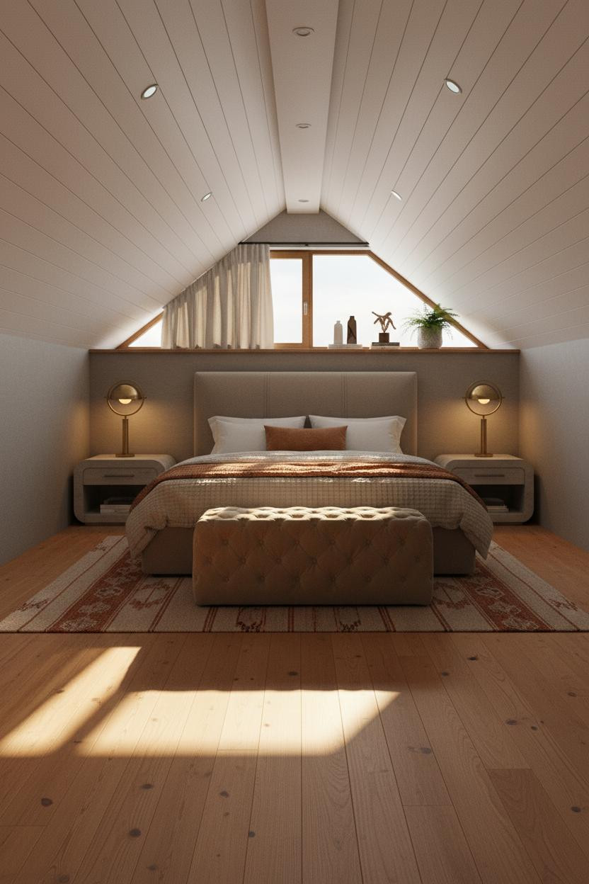 Modern Neutral Attic Bedroom Dormer Window