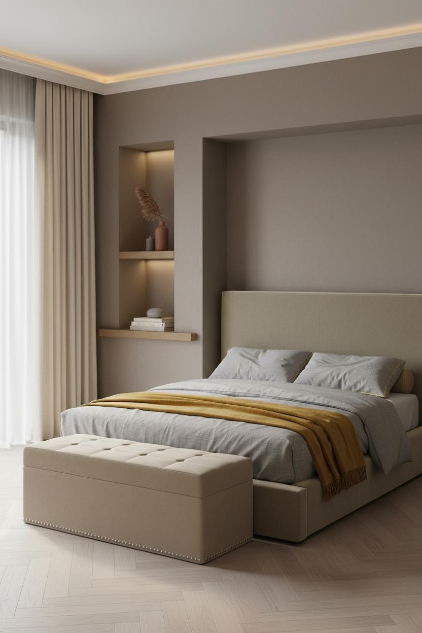 Modern Neutral Bedroom Attic Accent Wall Niche