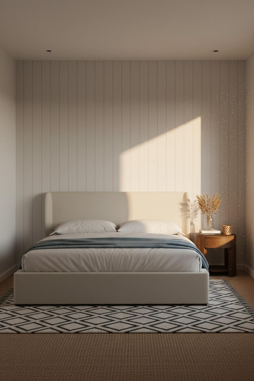 Modern Neutral Bedroom Board and Batten Accent Wall