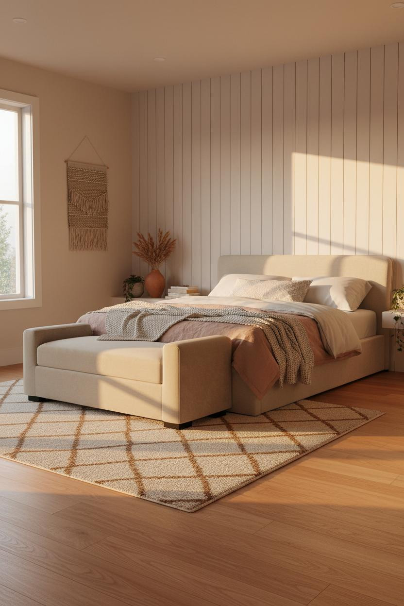 Modern Neutral Bedroom Shiplap Accent Wall