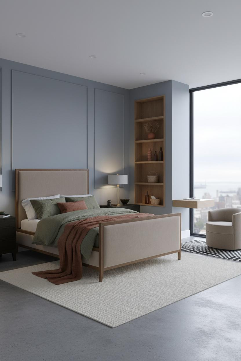 Modern Studio Apartment Coastal Shelving