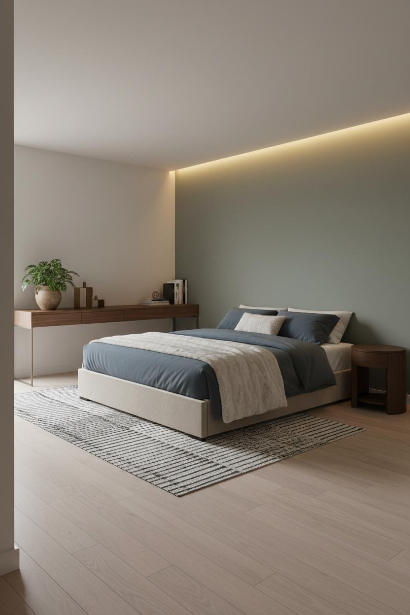 Modern Studio Apartment Japandi Floating Desk Shelf