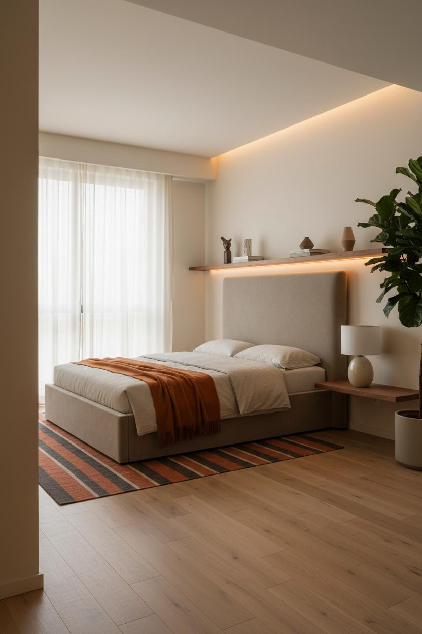 Modern Studio Apartment Minimal Shelving