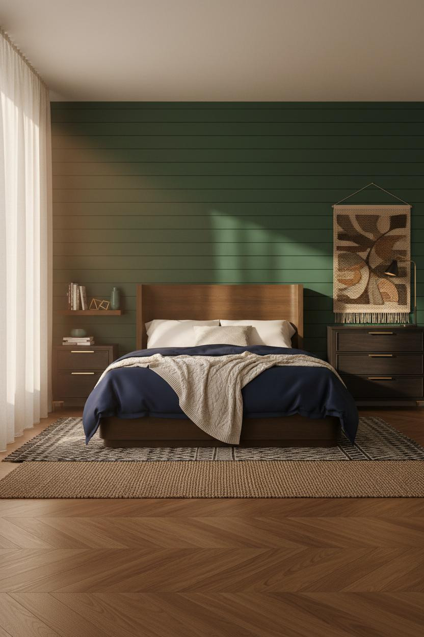 Moody Blue Bedroom Forest Green Shiplap
