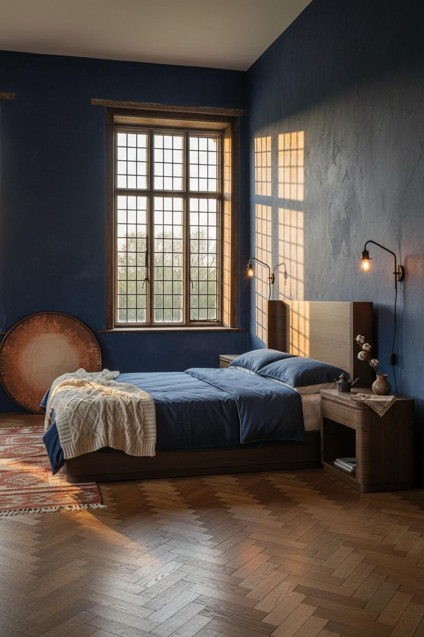 Moody Cottage Bedroom Indigo Plaster Window