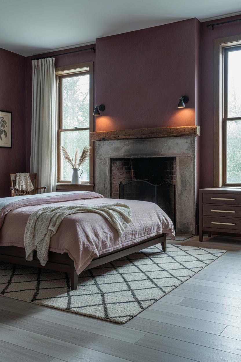 Moody Cottage Bedroom Victorian Fireplace