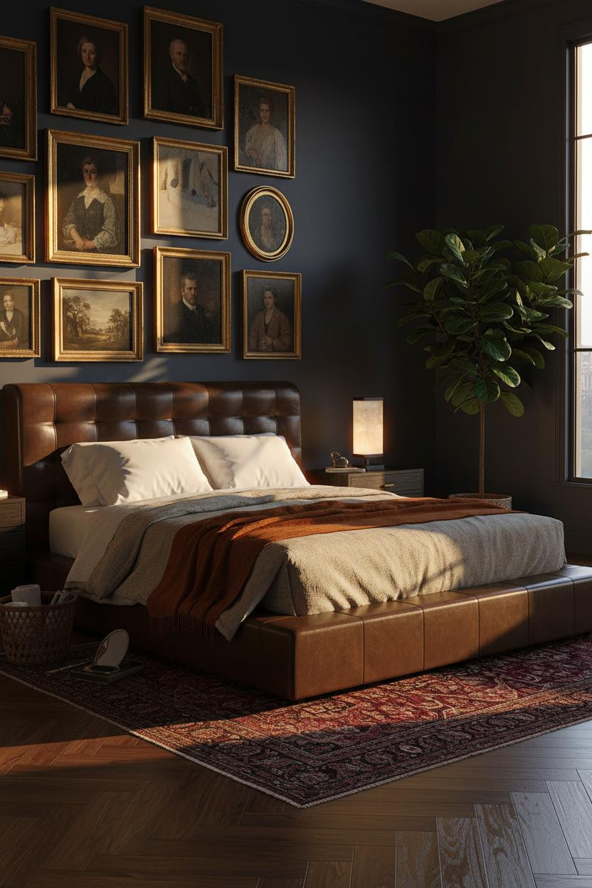 Moody Maximalist Bedroom Dark Eclectic Gallery Wall
