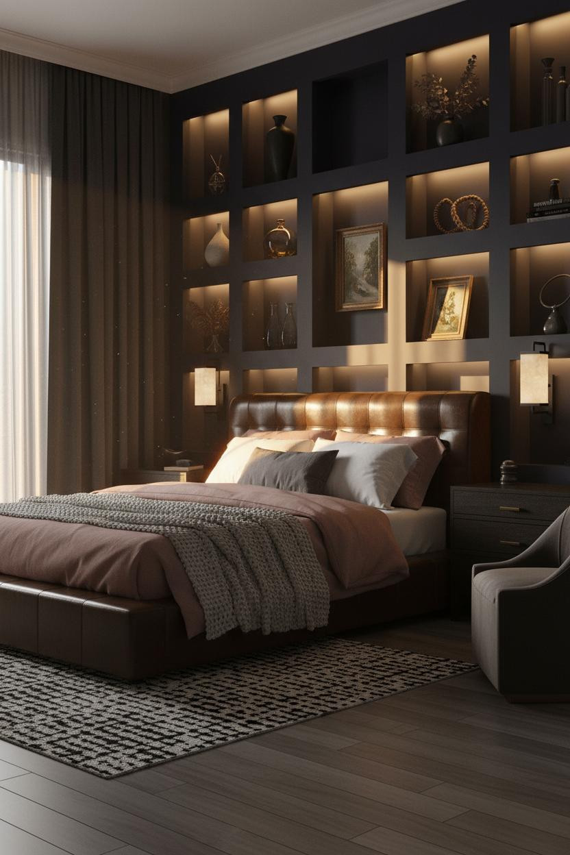 Moody Maximalist Bedroom Dark Eclectic Niche Wall