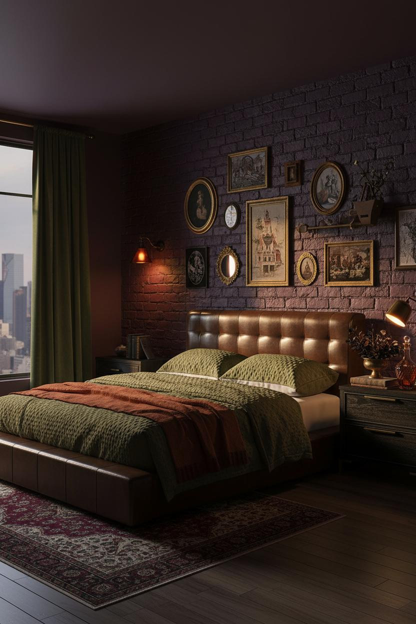 Moody Maximalist Bedroom Dark Eclectic Velvet