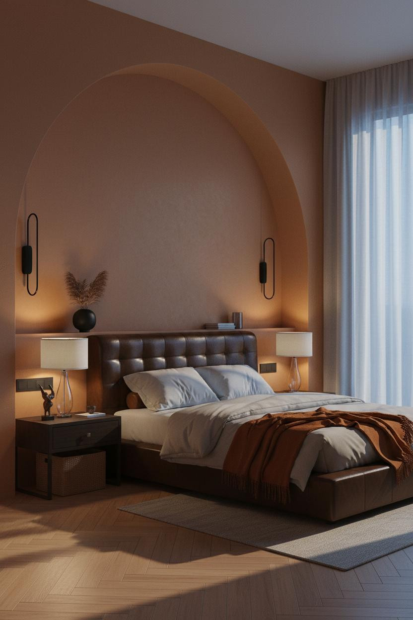 Moody Modern Bedroom Blue Hour Clay Arch