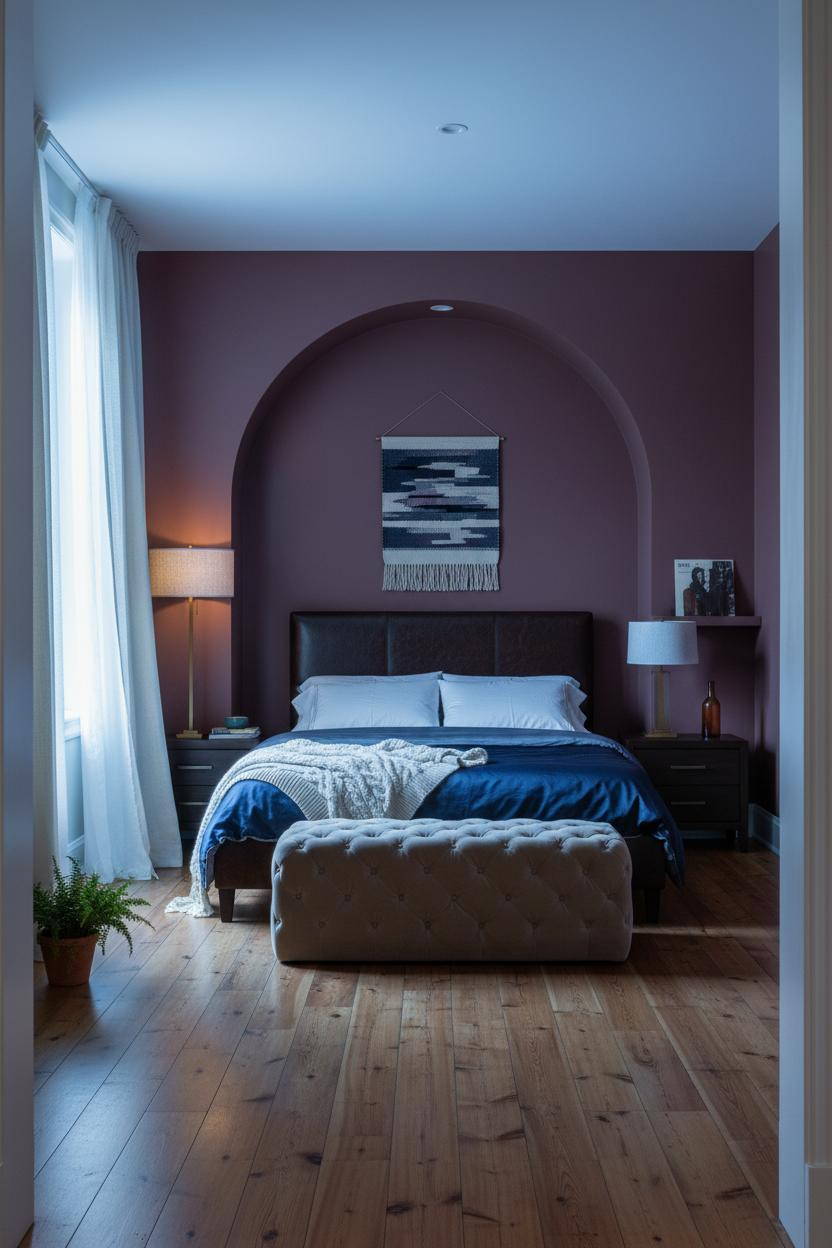 Moody Pink Bedroom Burgundy Arch Niche