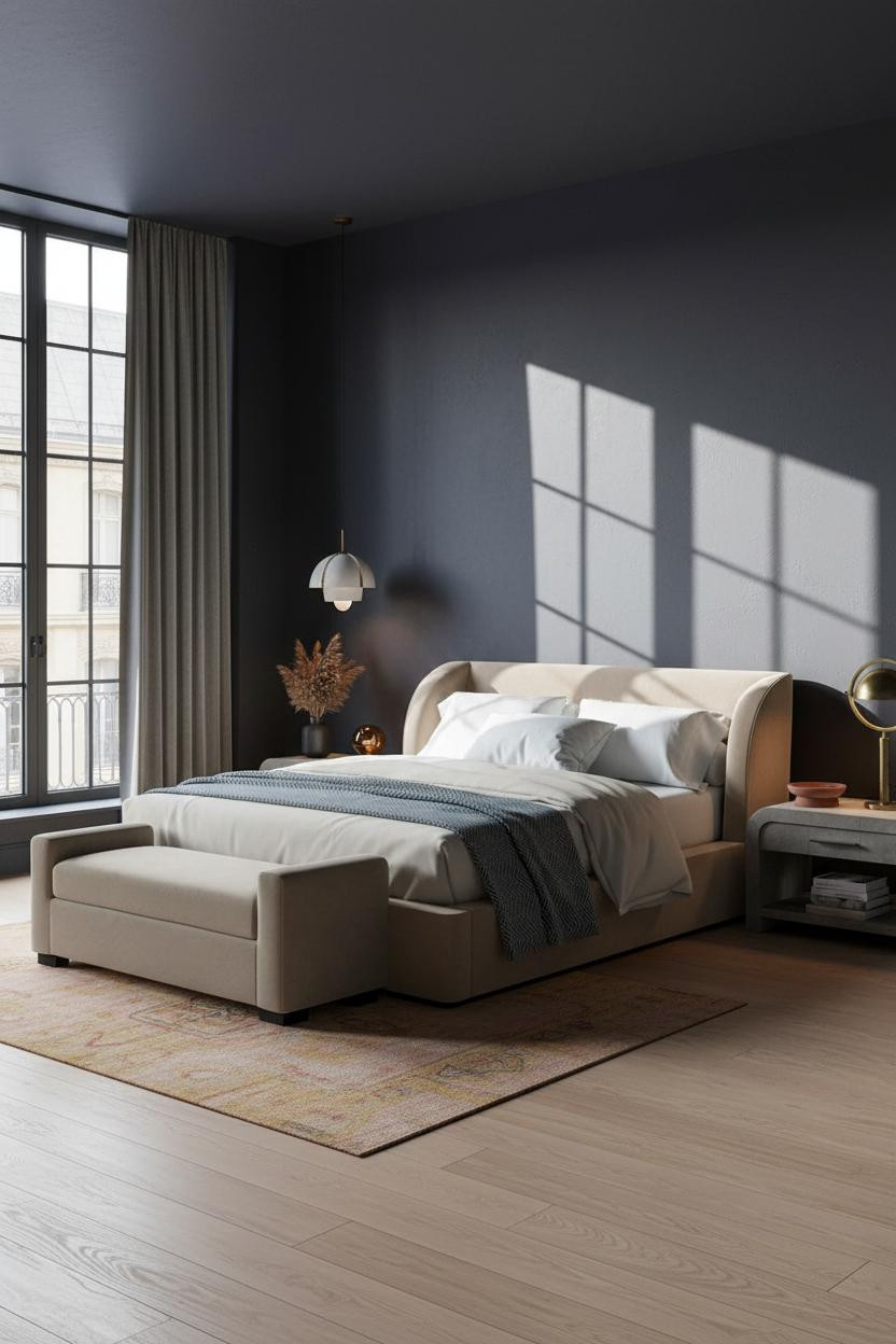 Moody Pink Bedroom Crittall Window Dark Feminine