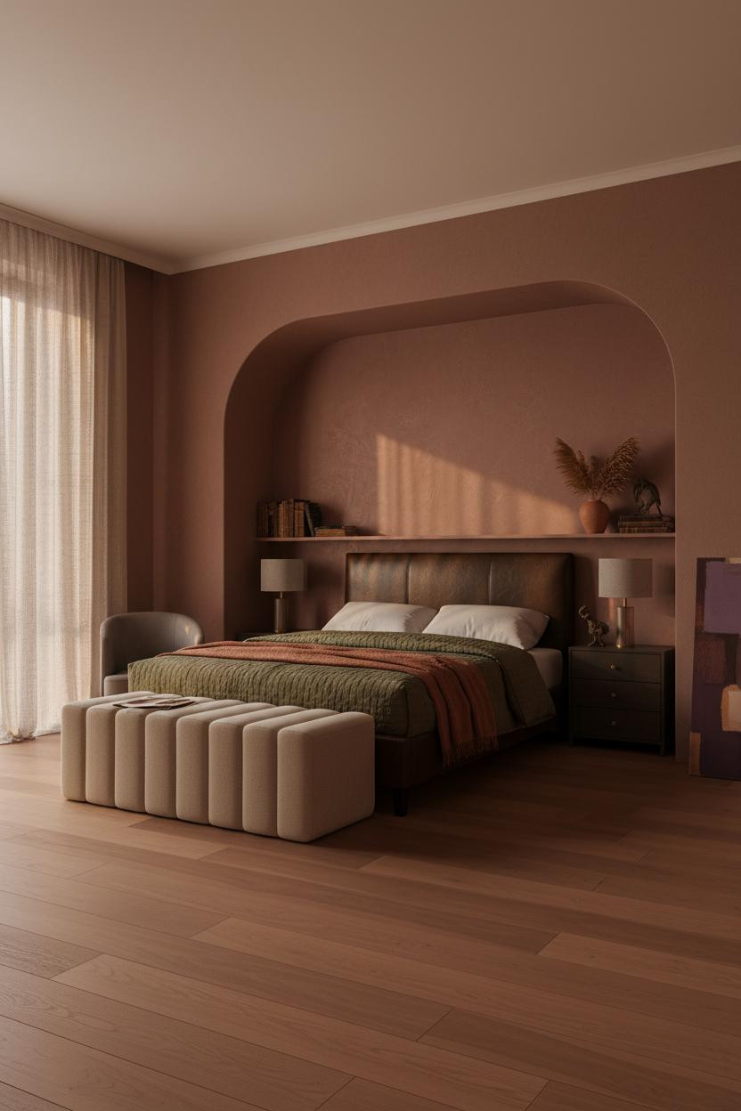 Moody Pink Bedroom Dark Green Vintage