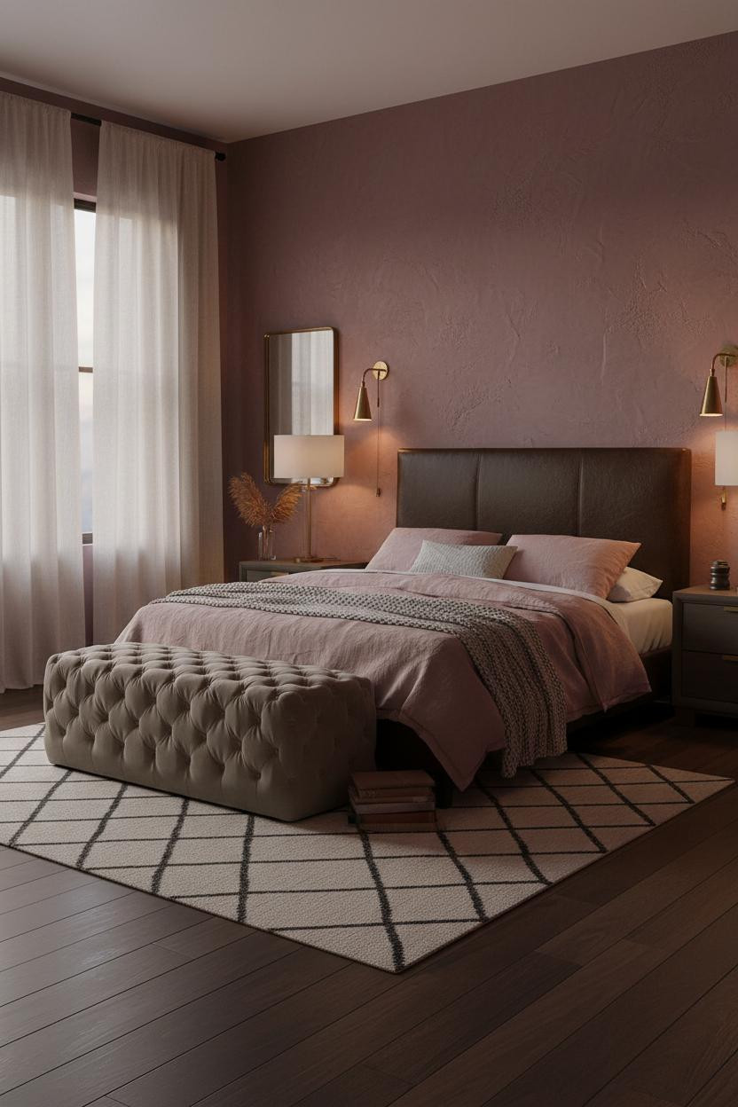 Moody Pink Bedroom Mauve Walls Feminine