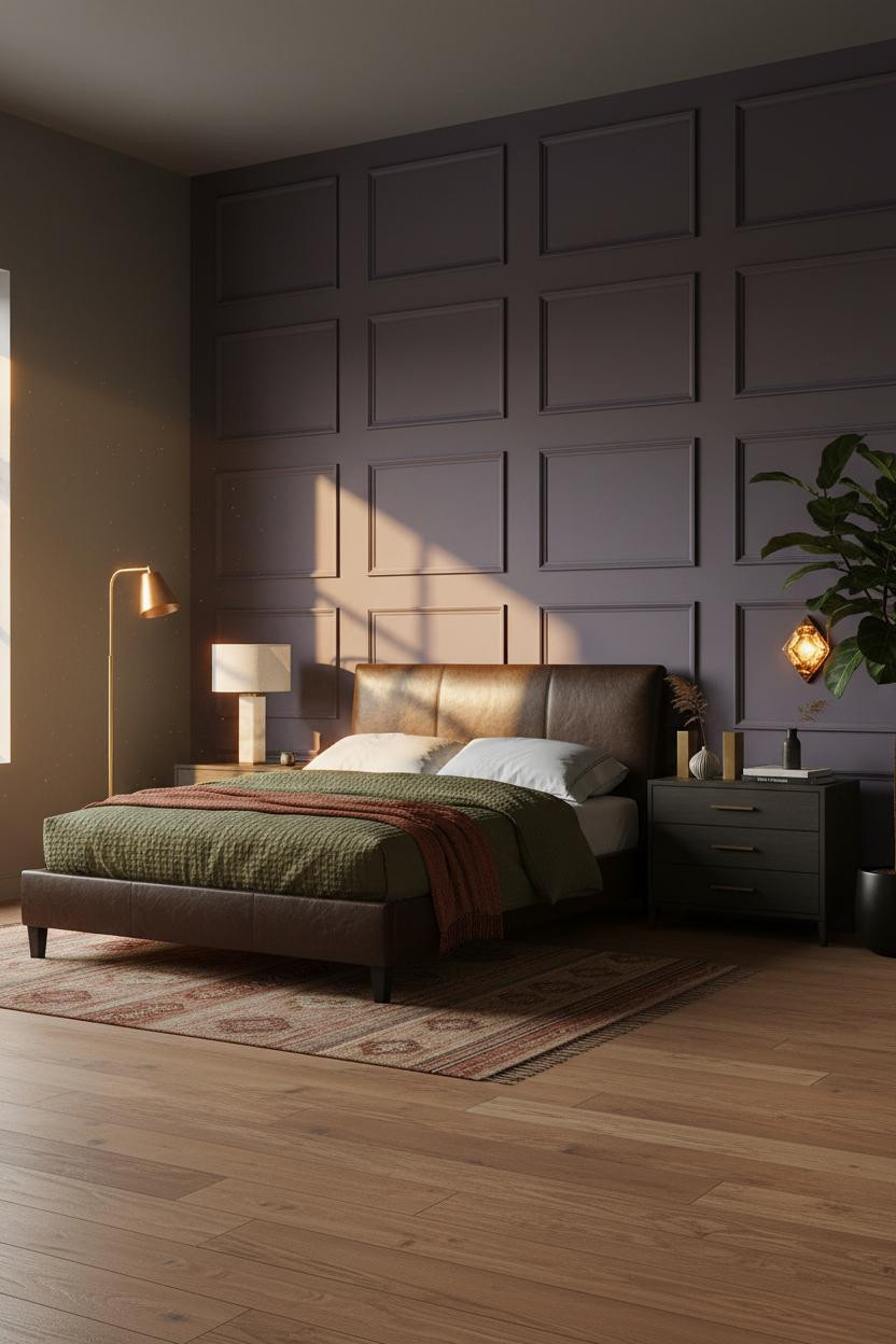 Moody Purple Bedroom Eggplant Accent Wall