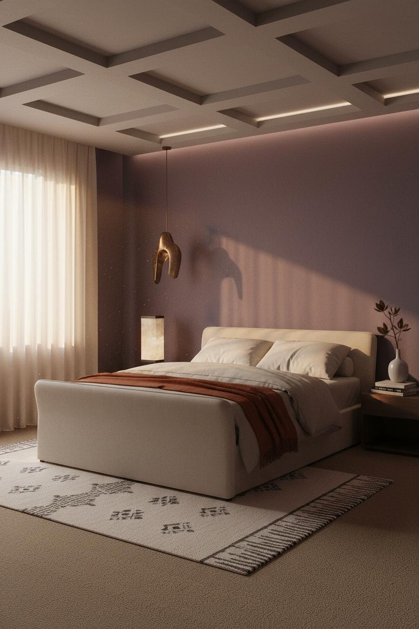 Moody Purple Bedroom Eggplant Japandi Design