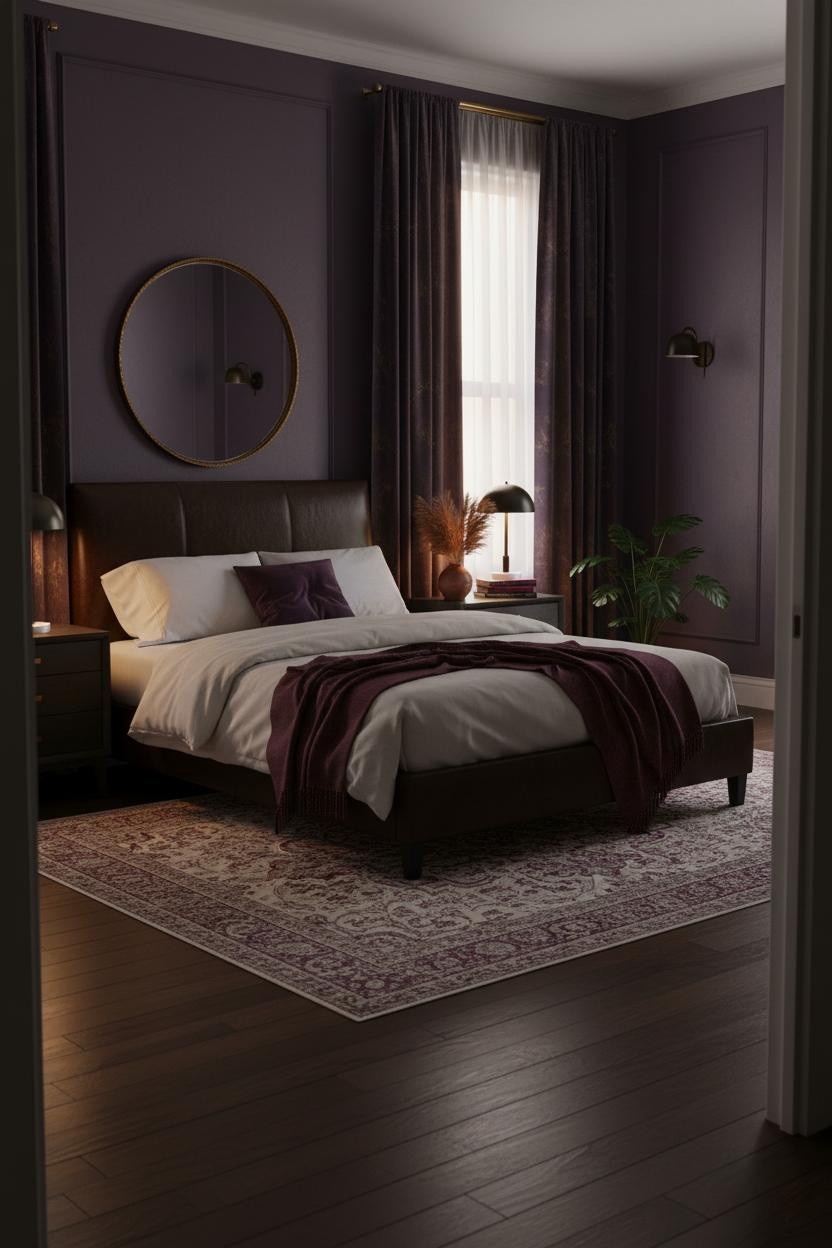 Moody Purple Bedroom Eggplant Velvet Drapes