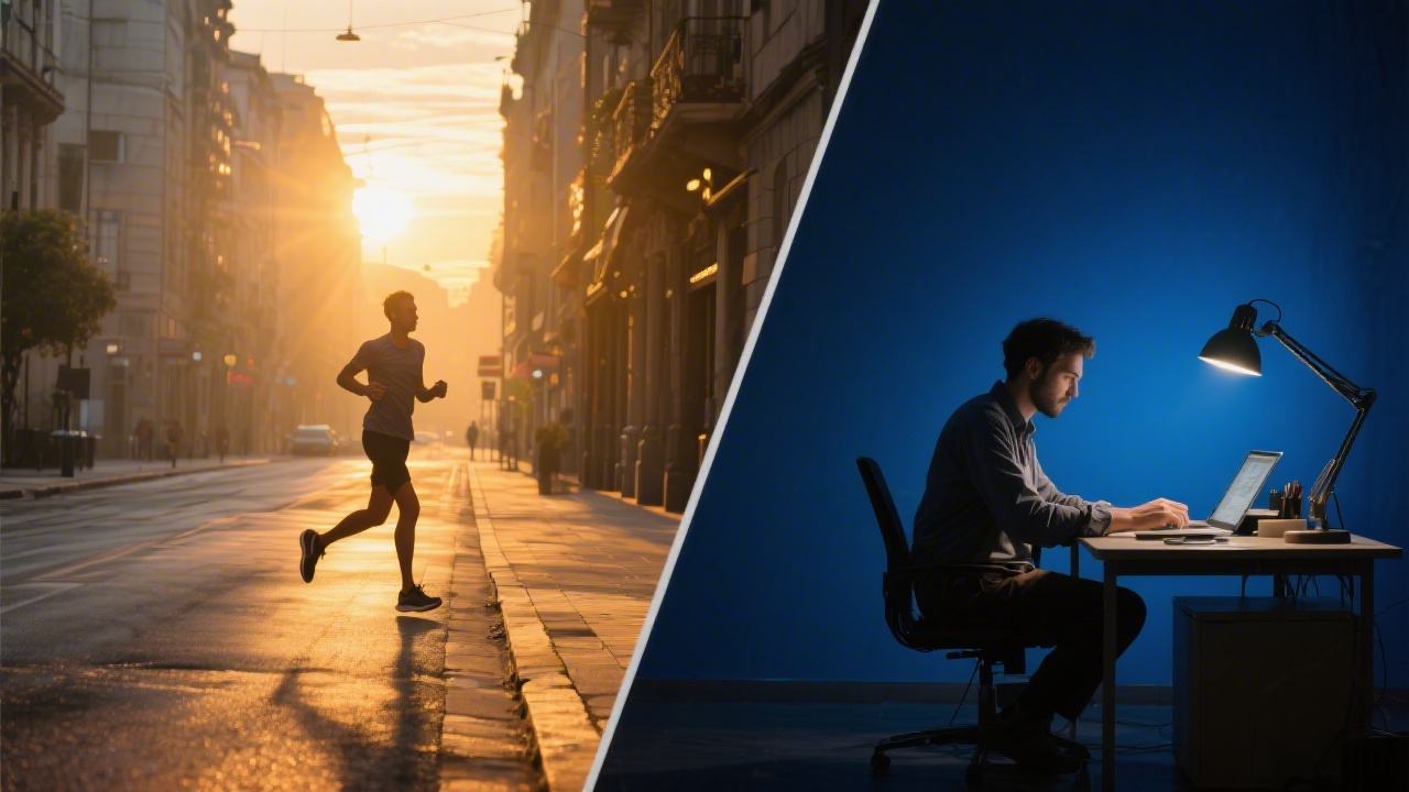 Morning person versus night owl sleep type comparison showing different peak times