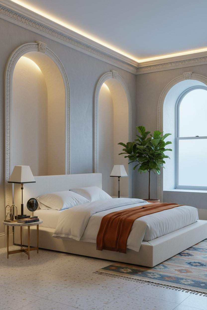 Neo Classical Bedroom Arched Niches Luxury