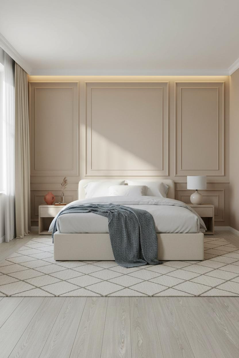 Neo Classical Bedroom Champagne Panels Luxury