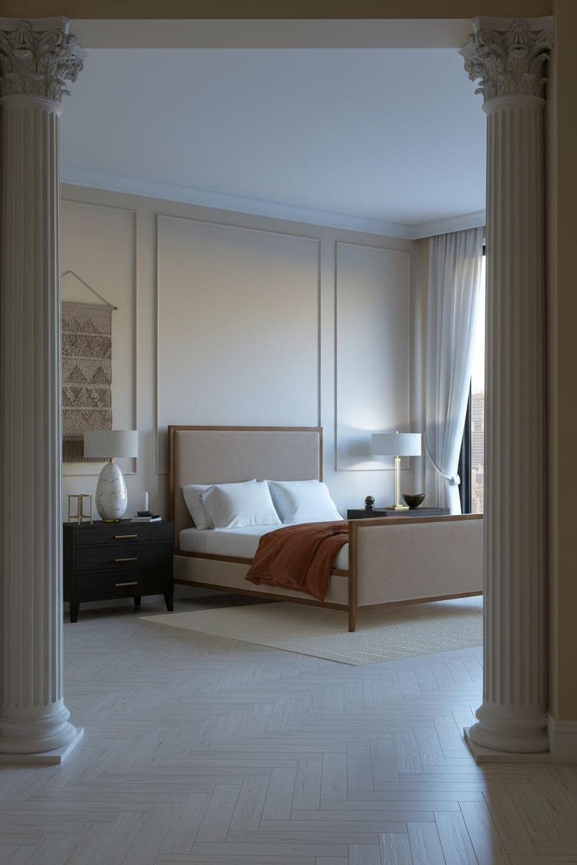 Neo Classical Bedroom Fluted Pilasters Luxury