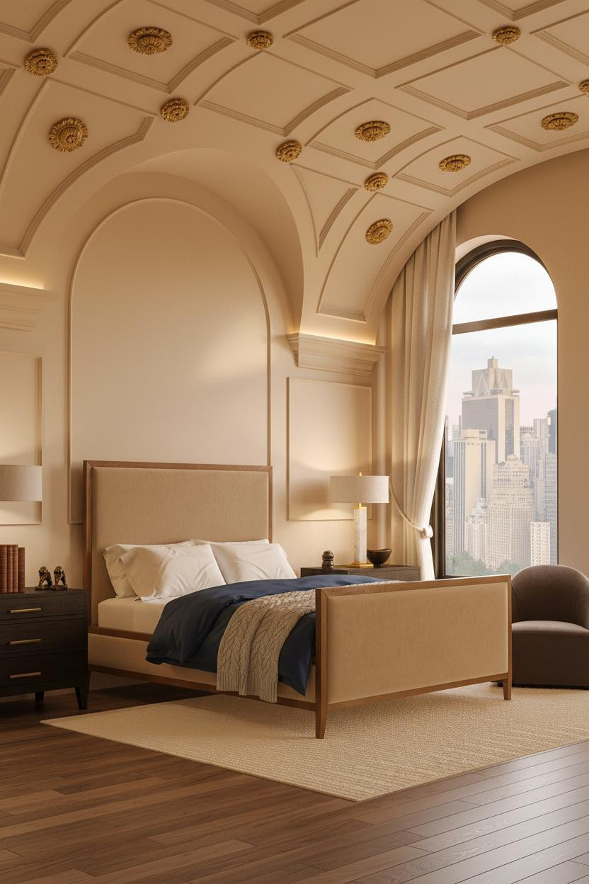 Neo Classical Bedroom Vaulted Ceiling Luxury