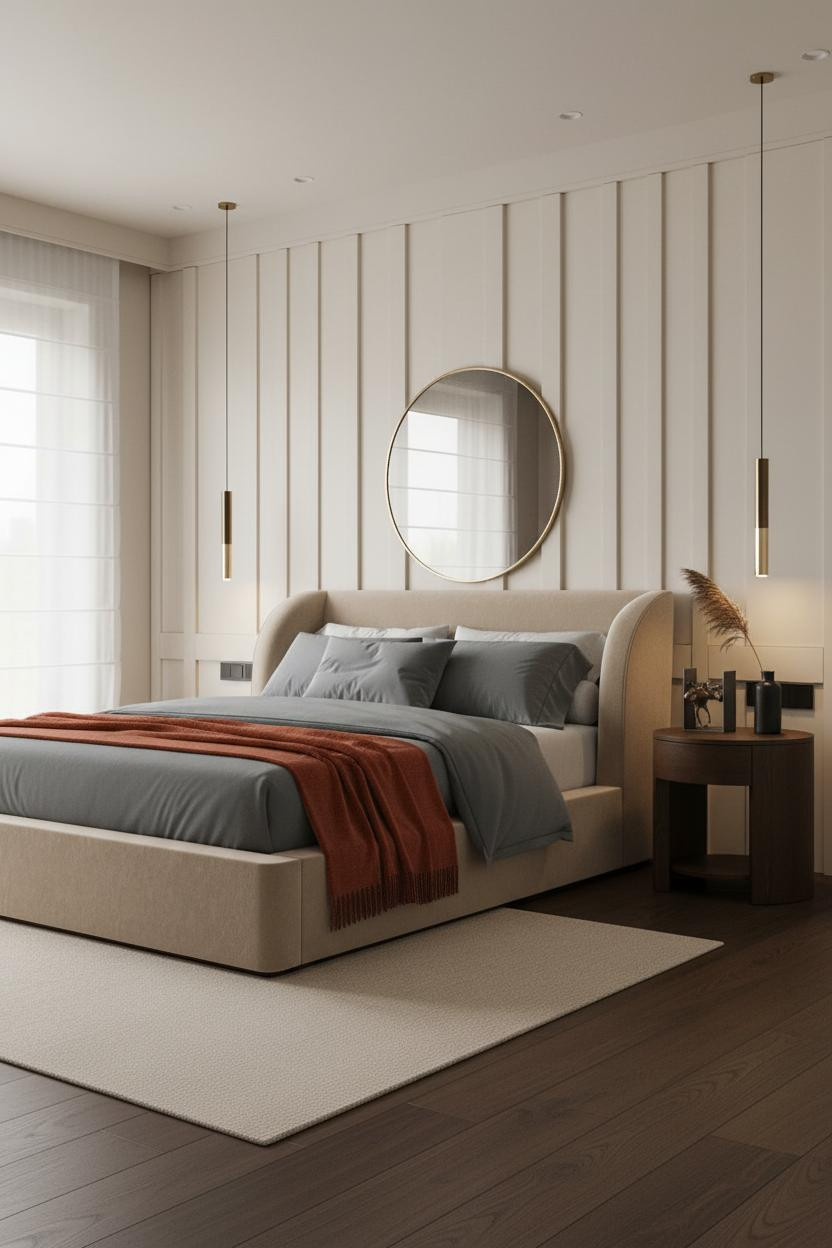 Neutral Bedroom Burnt Sienna Accent