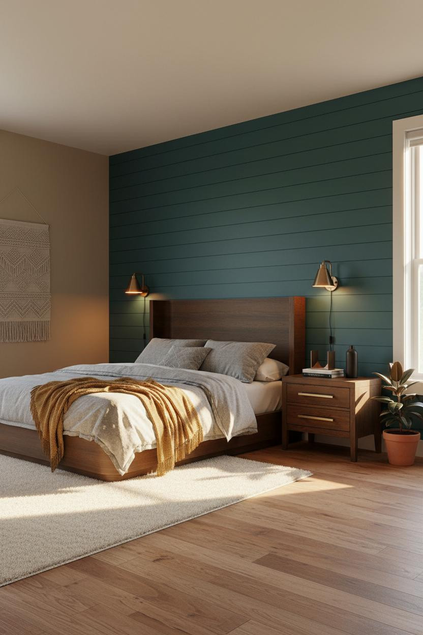 Neutral Bedroom Teal Accent Wall Pop Of Color