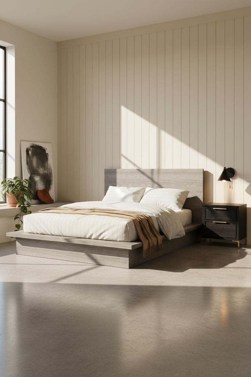 Neutral Black Bedroom Farmhouse Design