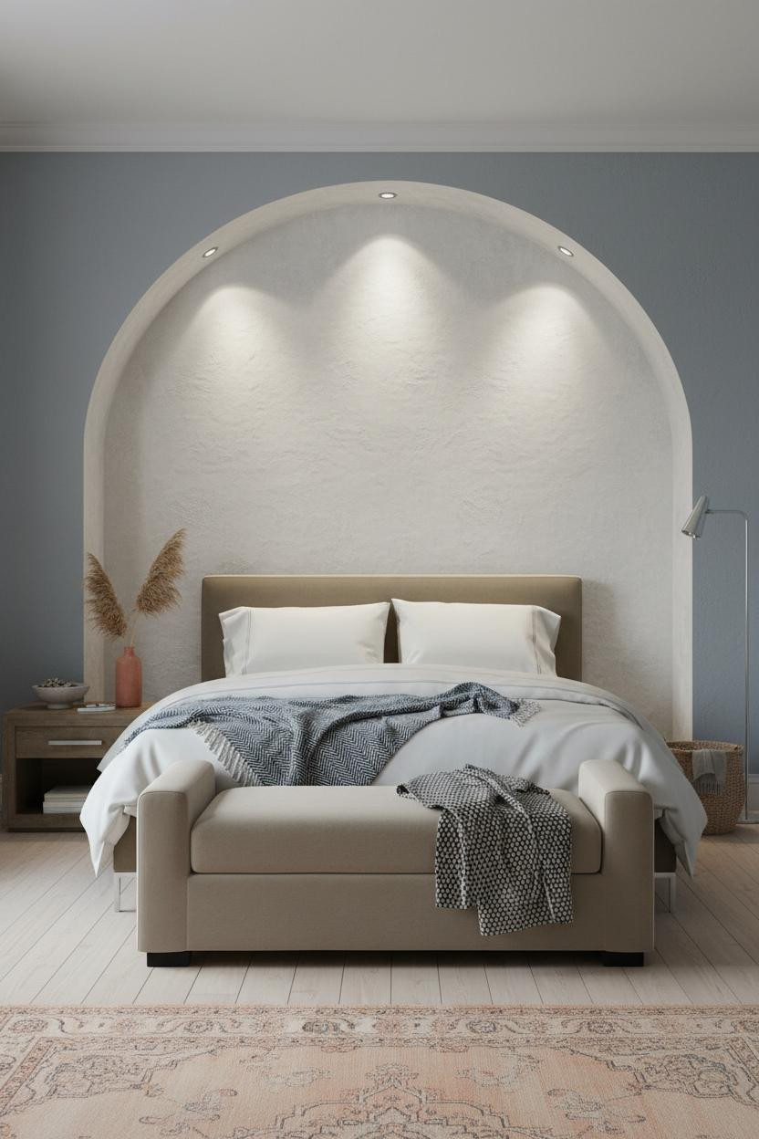 Neutral Coastal Bedroom Arched Niche
