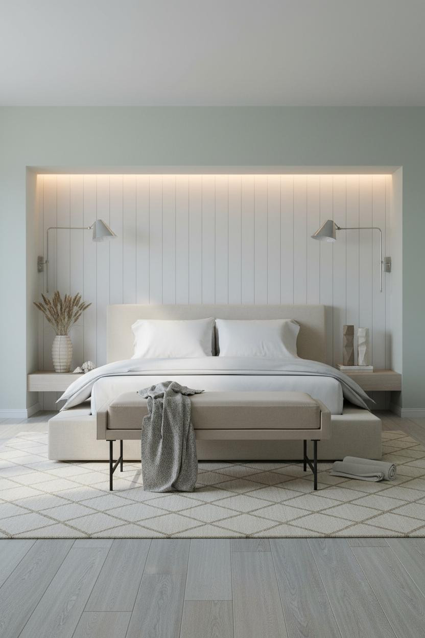 Neutral Coastal Bedroom Master Bed Design