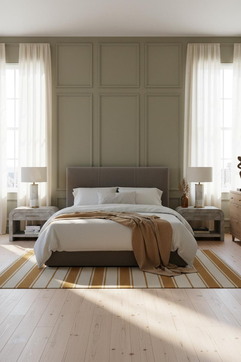 New Classic Bedroom Design Warm Batten Wall