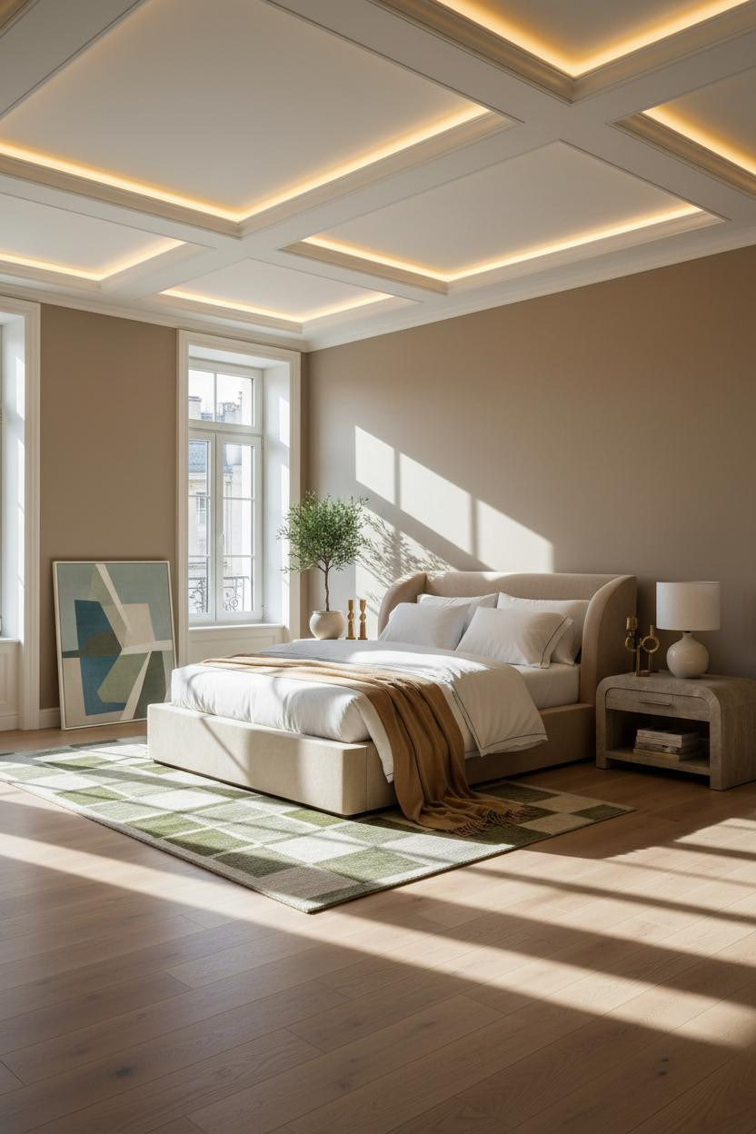 New Classic Bedroom Tray Ceiling Design