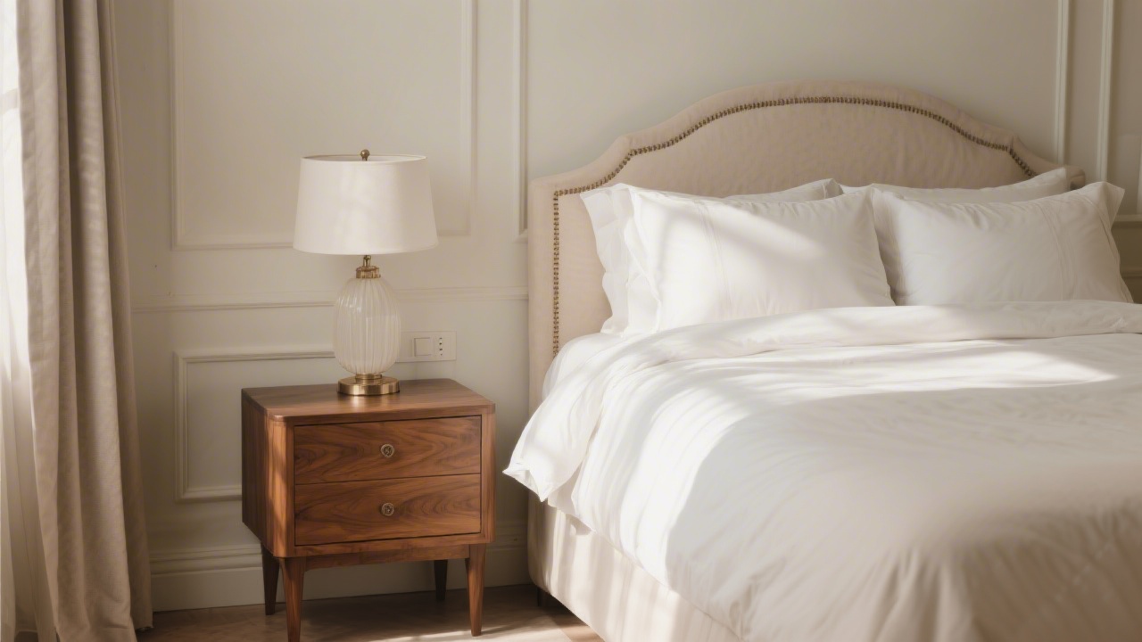 Nightstand height comparison beside a bed showing proper ergonomic positioning