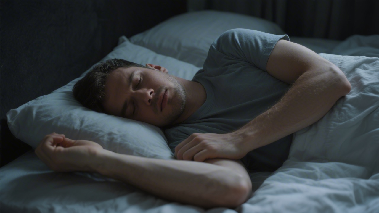 Man sleeping on his back with obstructive sleep apnea symptoms