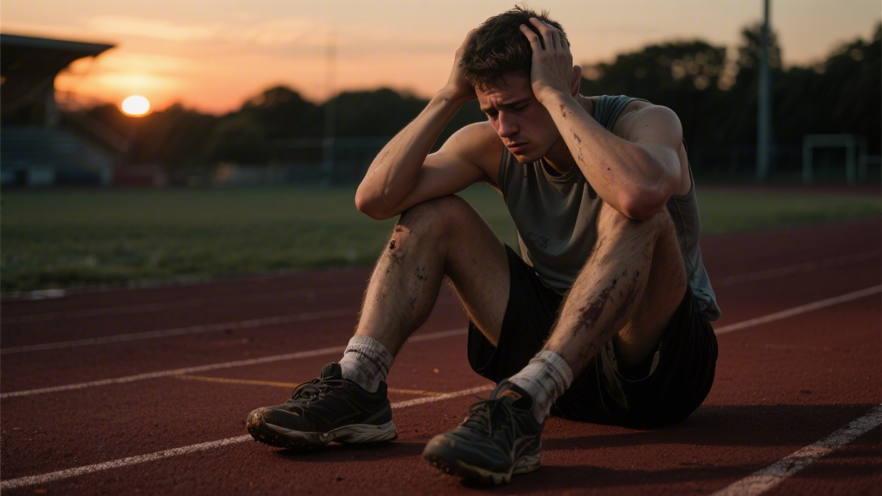Exhausted athlete experiencing overtraining sleep disruption