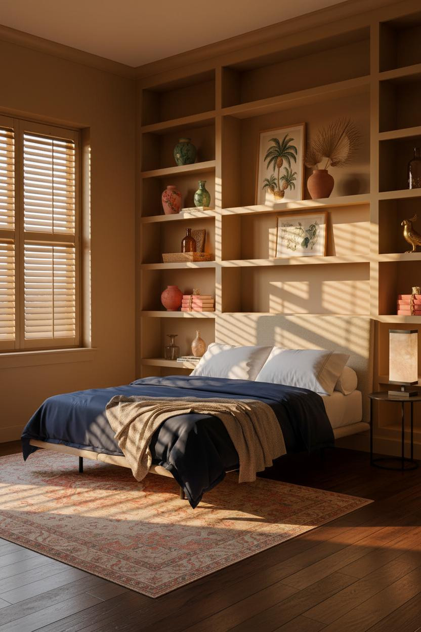 Palm Beach Bedroom Built In Bookshelf Wall