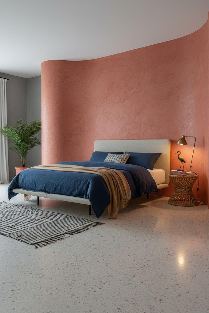 Palm Beach Bedroom Coral Stucco Navy