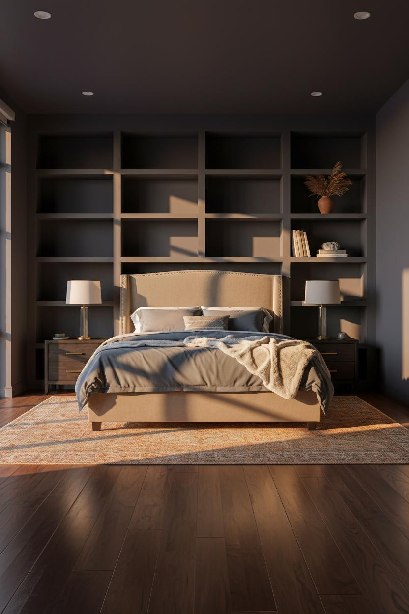 Parents Bedroom Japandi Shelving Design