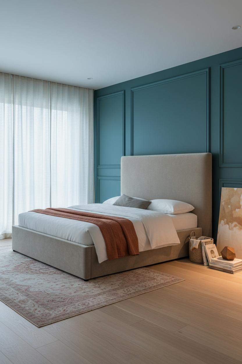 Parents Bedroom Coastal Teal Accent