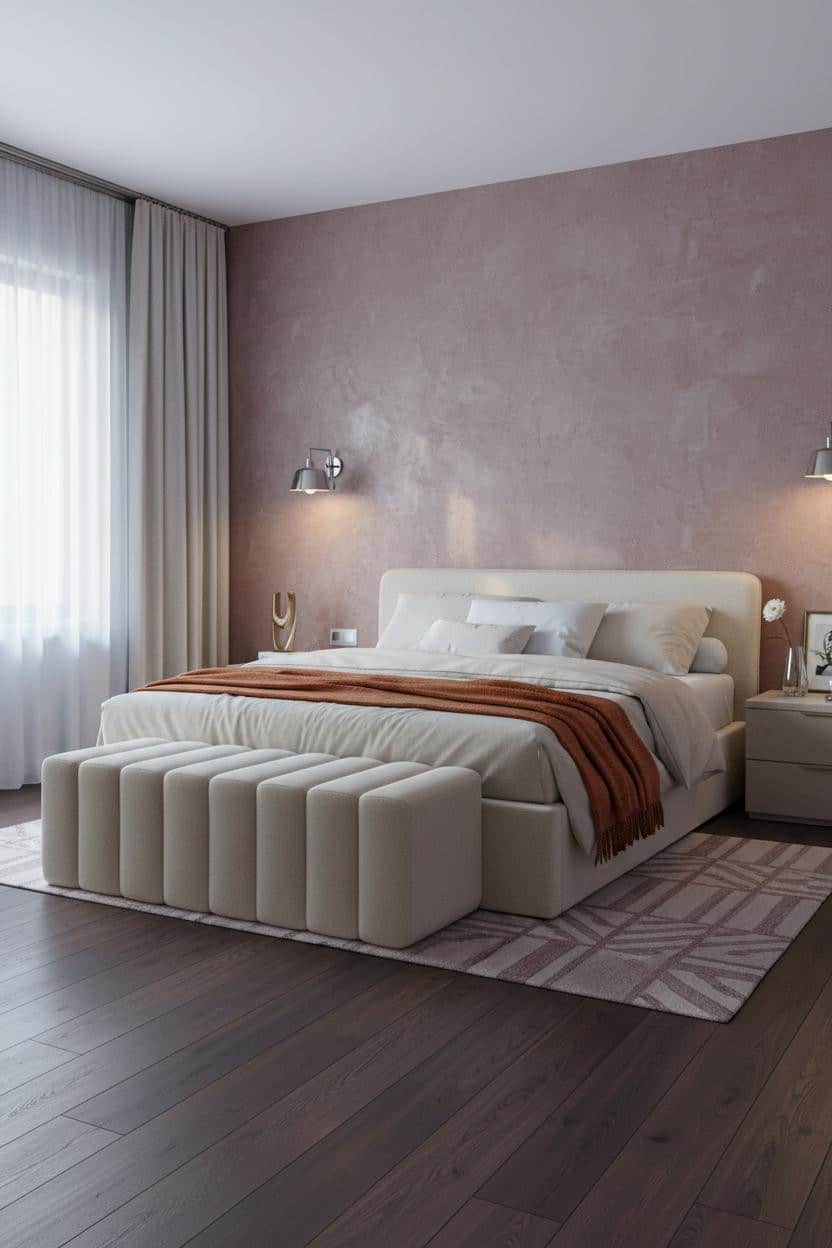 Pink Luxury Bedroom Modern Mauve Plaster Walls