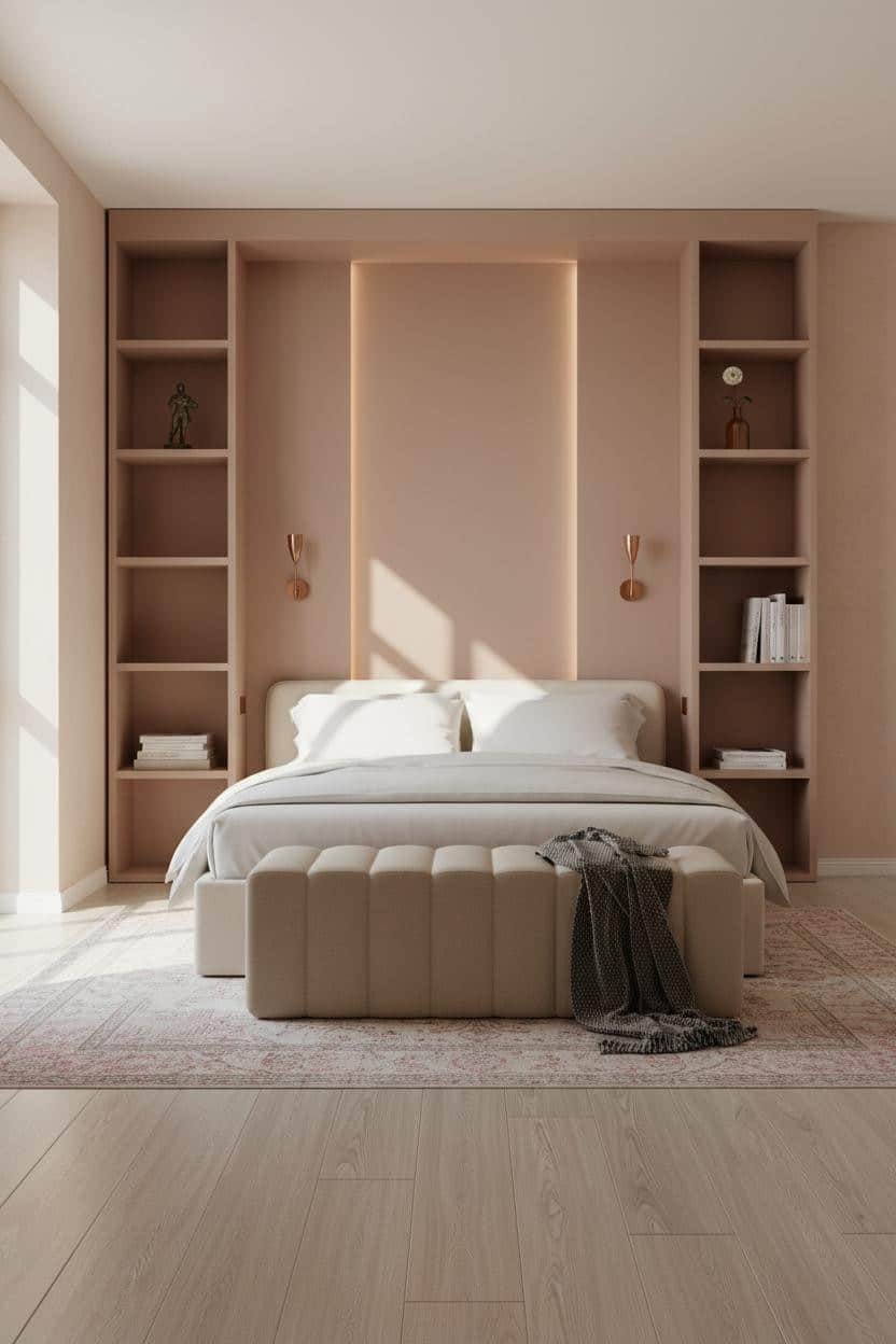 Pink Luxury Bedroom Modern Shelving Champagne Pink Lacquer