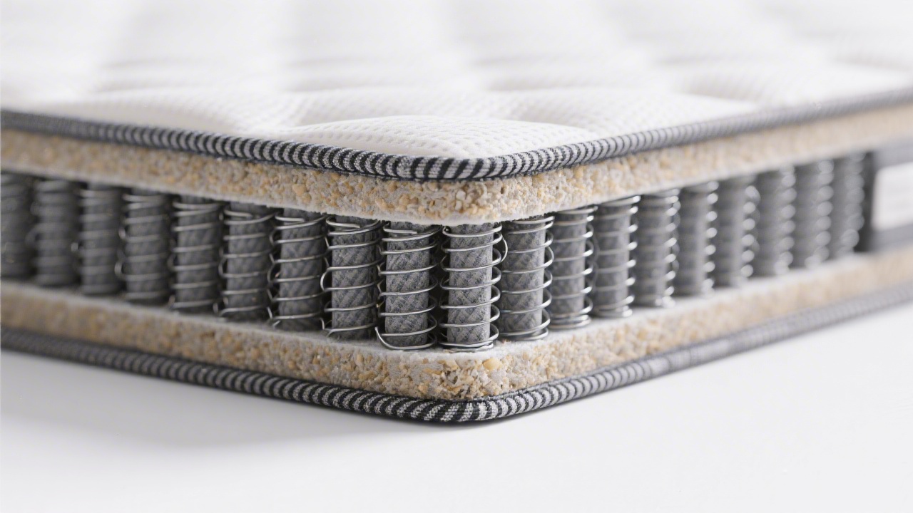 Cross-section of pocketed coil mattress showing individual spring pockets