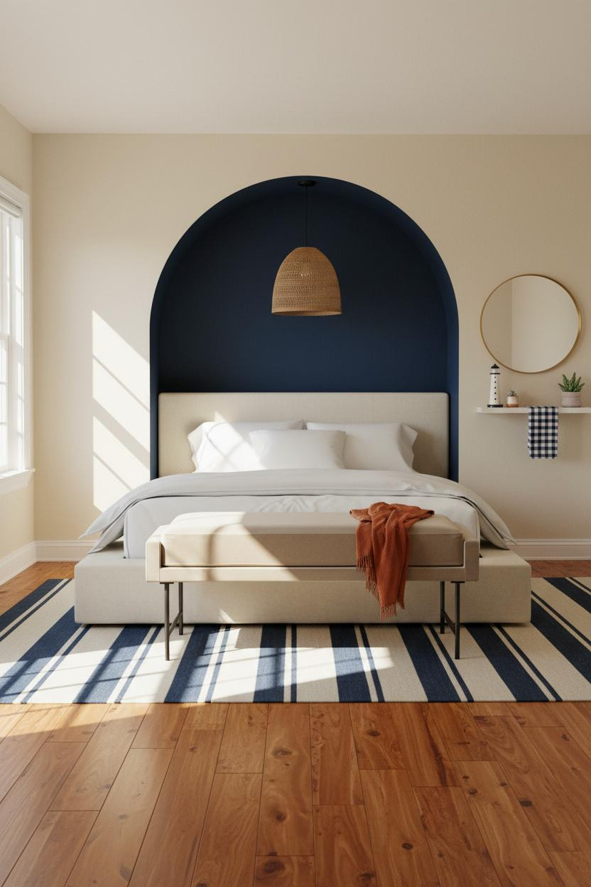 Preppy Coastal Bedroom Navy Arch