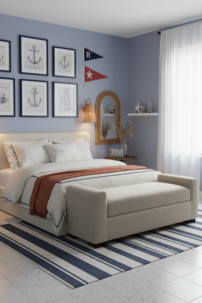 Preppy Coastal Bedroom Navy Gallery Wall Periwinkle