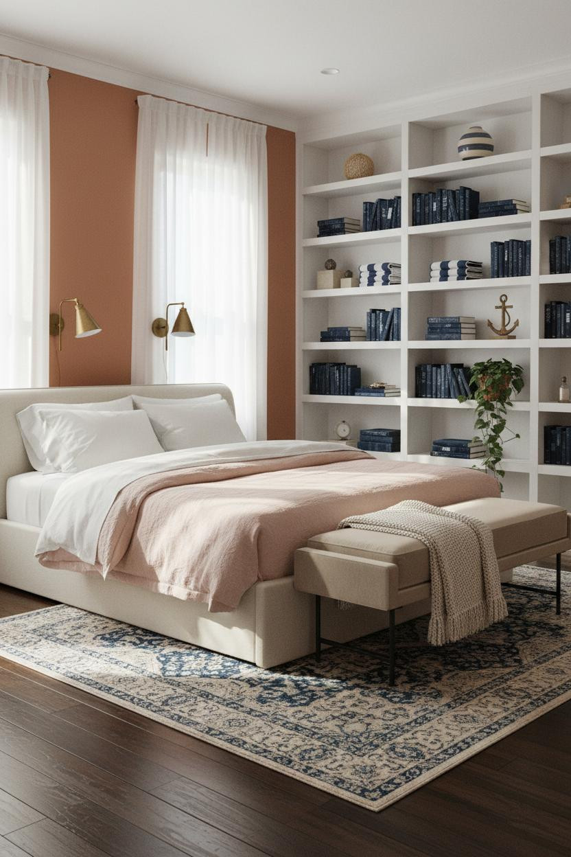 Preppy Coastal Bedroom Shelving Navy