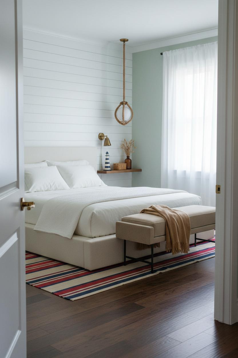 Preppy Coastal Bedroom Teen Wainscoting