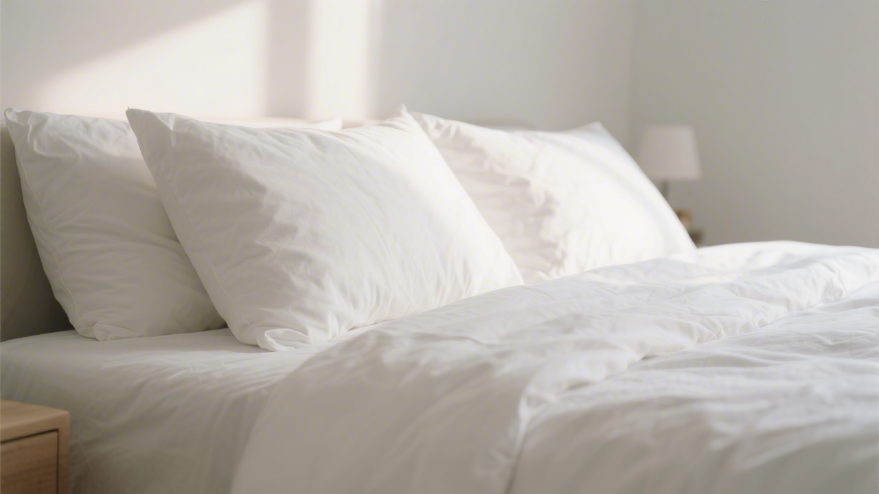 Neatly made bed with premium white bedding for Presidents Day mattress sale