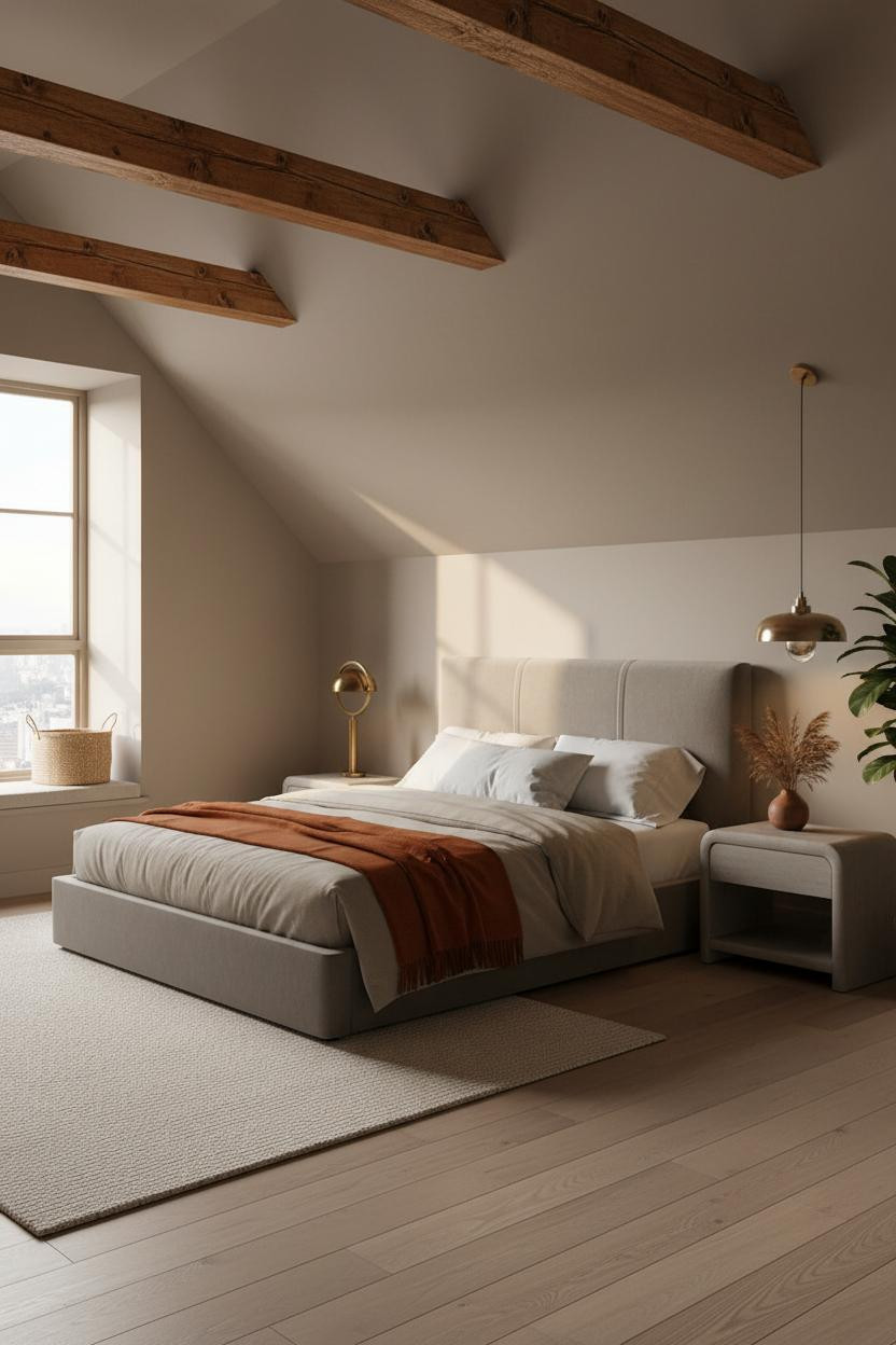 Primary Bedroom Attic Japandi Cozy